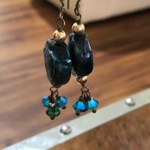 Blue green dangle earrings